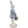Clayre & Eef 6PR4412 Deko Kaninchen Weiß Blau Polyresin 9x8x24 cm