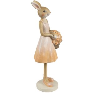 Clayre & Eef 6PR4419 Deko Kaninchen Beige Rosa 9x6x21 cm Polyresin