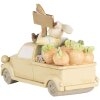 Clayre & Eef 6PR4388 Deko Kaninchen im Auto Weiß Beige 16x8x12 cm
