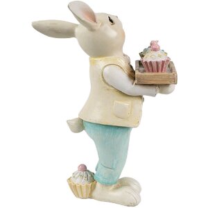 Clayre & Eef 6PR4392 Декоративный кролик бежево-желтый полирезин 11x6x16 см