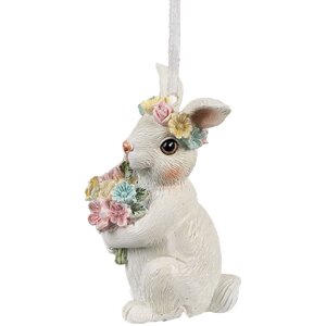 Clayre & Eef 6PR4409 Dekoration Hänger Kaninchen Weiß 5x5x8 cm