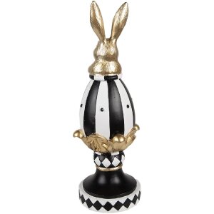 Clayre & Eef 6PR5192 Декоративное яйцо Черное Белое Золото 13x12x34 см Полирезин