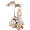 Clayre & Eef 6PR5248 Deko Kaninchen mit Regenschirm Beige Braun 19x16x23 cm