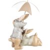 Clayre & Eef 6PR5248 Deko Kaninchen mit Regenschirm Beige Braun 19x16x23 cm