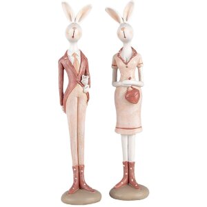 Clayre & Eef 6PR5244 Декоративный кролик бело-розовый 4x4x22 см