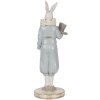 Clayre & Eef 6PR5121 Deko Kaninchen Weiß Blau 11x10x31 cm Landhausstil