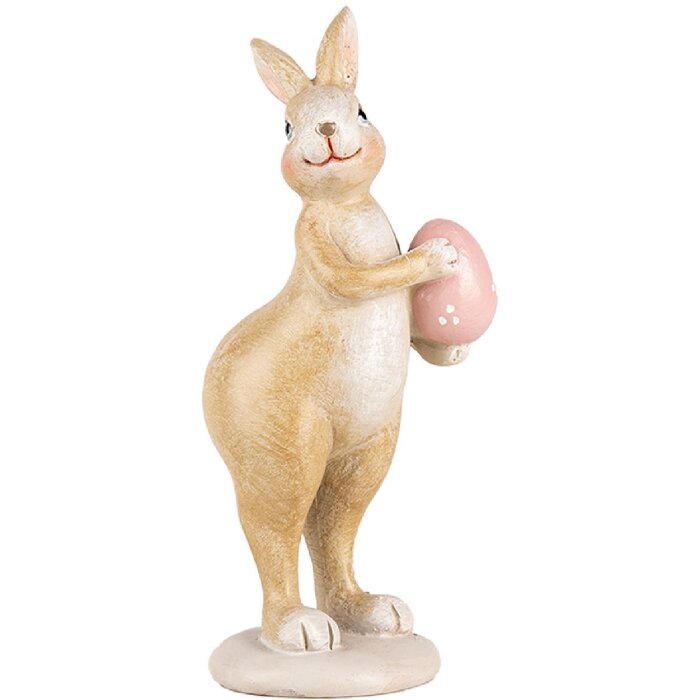Clayre & Eef 6PR5236 Декоративный кролик бежево-розовый 5x6x13 см Стиль кантри