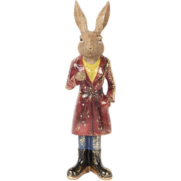 Clayre & Eef 6PR5487 Декоративный кролик коричнево-красный 8x6x25 см полирезин