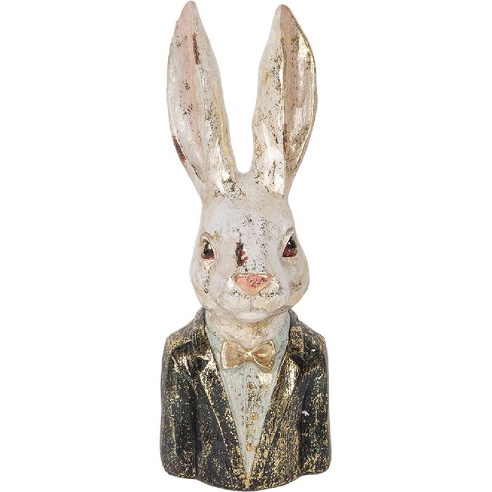 Clayre & Eef 6PR5488 Декоративный бюст Кролик бело-зеленый 13x12x32 см