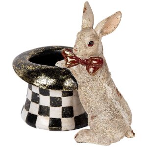 Clayre & Eef 6PR5492 Deko Kaninchen mit Zylinder...