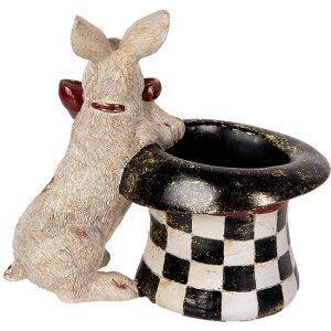 Clayre & Eef 6PR5492 Декоративный кролик в шляпе бежево-черный 25x16x23 см