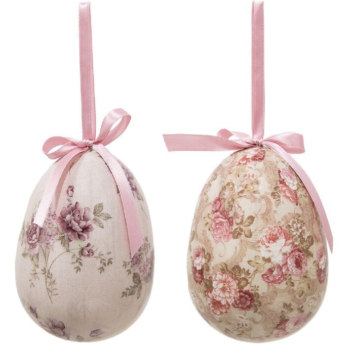 Clayre & Eef 65914 Декоративная вешалка Яйцо Набор из 2 разноцветных Ø 9x12 см