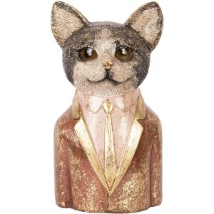 Clayre & Eef 6PR5096 Deko Büste Katze Braun Rot...