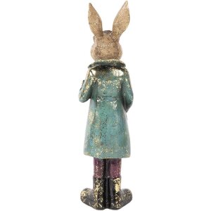 Clayre & Eef 6PR5486 Deko Kaninchen Braun Grün 7x6x24 cm