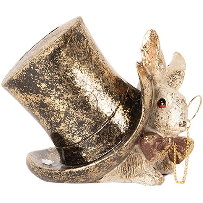 Clayre & Eef 6PR5490 Коробка для денег Кролик бежевый черный 14x10x11 см