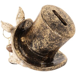 Clayre & Eef 6PR5490 Коробка для денег Кролик бежевый черный 14x10x11 см