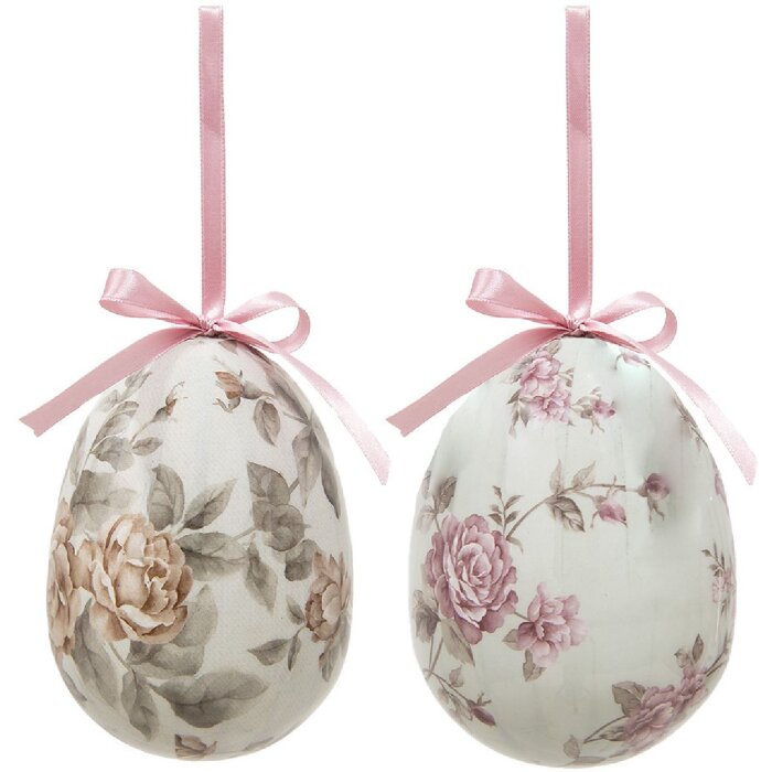 Clayre & Eef 65913 Dekohänger Ei Set 2 Mehrfarbig Ø 9x12 cm