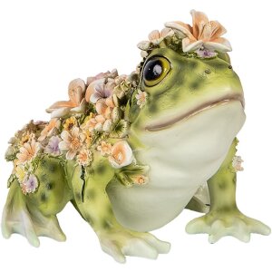 Clayre & Eef 6PR5109 Deko Frosch Grün Orange 24x21x19 cm Landhausstil