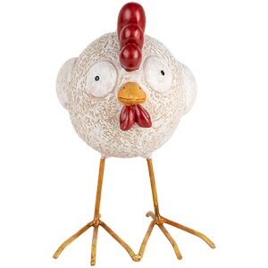 Clayre & Eef 6PR5251 Deko Huhn Weiß Rot 14x9x15...