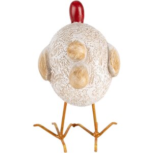 Clayre & Eef 6PR5251 Deko Huhn Weiß Rot 14x9x15 cm Landhausstil