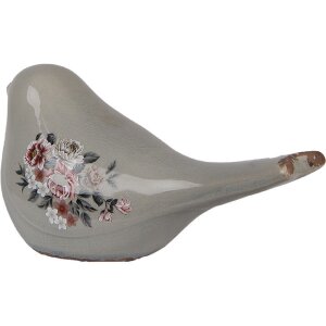 Clayre & Eef 6CE1969L Dekoration Vogel Grau Rosa 25x10x13 cm