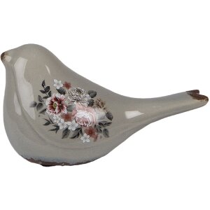 Clayre & Eef 6CE1969M Dekoration Vogel Grau Rosa 21x9x11 cm