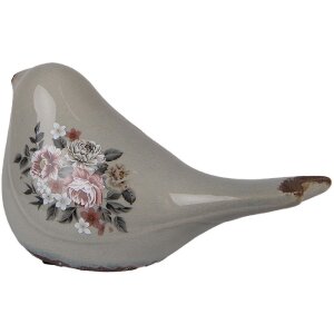 Clayre & Eef 6CE1969M Dekoration Vogel Grau Rosa 21x9x11 cm