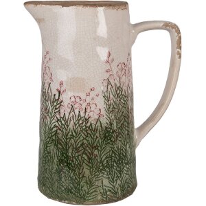 Clayre & Eef 6CE2016L Dekoration Kanne Keramik Beige Grün 21x14x26 cm
