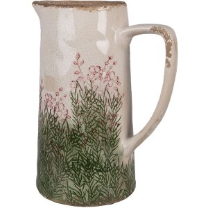 Clayre & Eef 6CE2016L Dekoration Kanne Keramik Beige Grün 21x14x26 cm