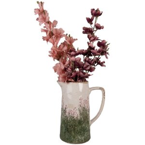 Clayre & Eef 6CE2016L Dekoration Kanne Keramik Beige Grün 21x14x26 cm