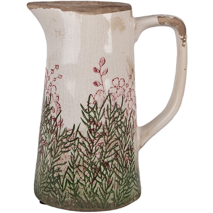 Clayre & Eef 6CE2016M Декоративный кувшин керамический бежево-зеленый 16x11x20 см