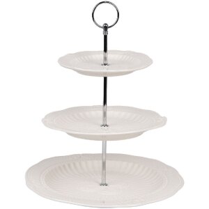 Clayre & Eef 6CE2049 Etagere Keramik Weiß Ø 26x31 cm Landhausstil