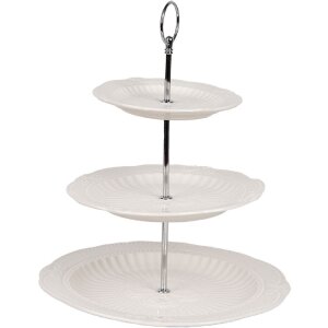 Clayre & Eef 6CE2049 Etagere Keramik Weiß Ø 26x31 cm Landhausstil