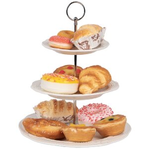 Clayre & Eef 6CE2049 Etagere Keramik Weiß Ø 26x31 cm Landhausstil