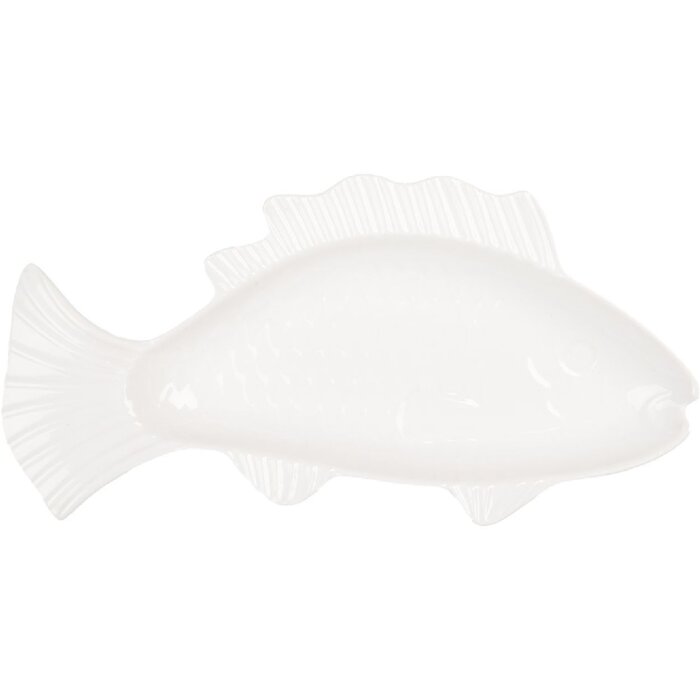 Clayre & Eef 6CEBO0196 Schüssel Fisch Weiß Keramik 30x15x3 cm 150 ml