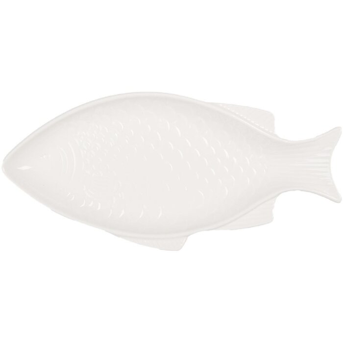 Clayre & Eef 6CEBO0197M Schale Fisch Keramik Weiß 29x14x3 cm 150 ml