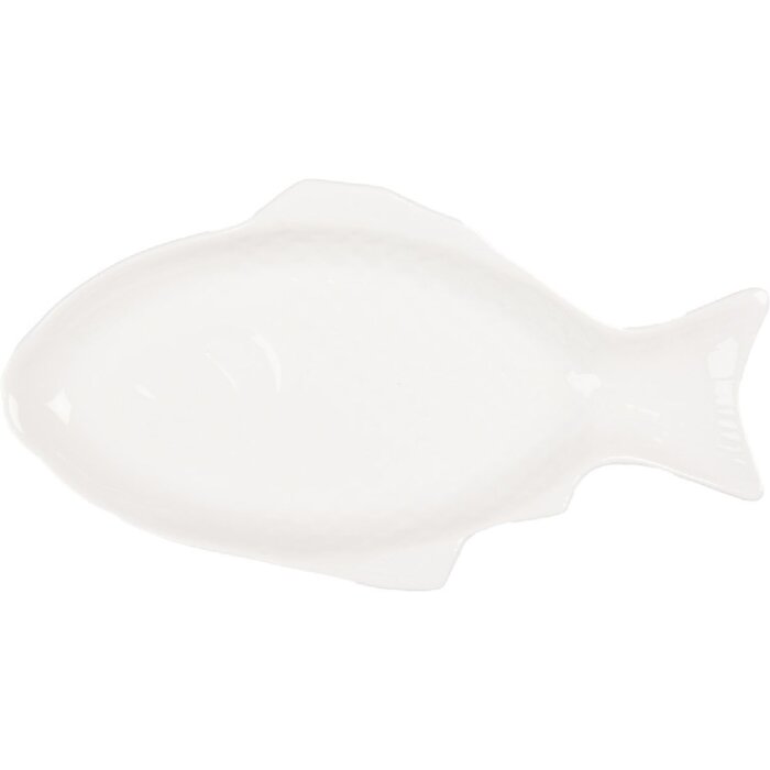 Clayre & Eef 6CEBO0199S Schale Fisch Keramik Weiß 36x18x4 cm 375 ml