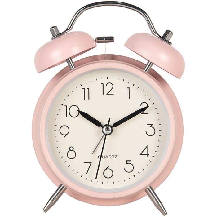 Clayre & Eef 6AC0031P Wecker Analog Rosa Metall Glas 12x6x17 cm 1xAA