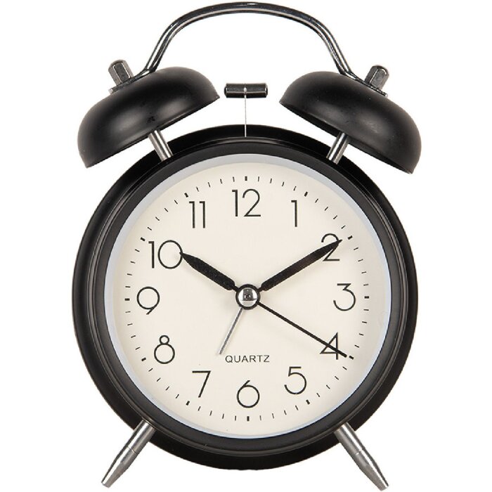 Clayre & Eef 6AC0032Z Будильник аналоговый черный 9x5x13 см двойной колокольчик