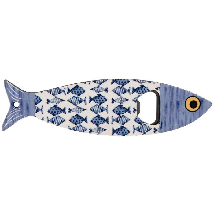 Открывалка для бутылок Clayre & Eef 6CE2070 синяя керамика 5x18x1 см узор рыбки