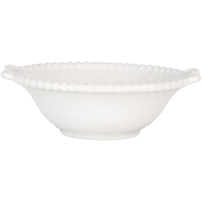 Clayre & Eef 6CEBO0200S Keramikschale 9x6x3 cm 25 ml Weiß Landhausstil