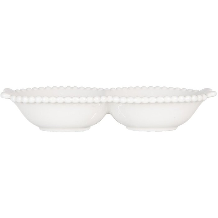 Clayre & Eef 6CEBO0202M Schale Weiß 18x7x3 cm 75 ml Keramik Landhausstil