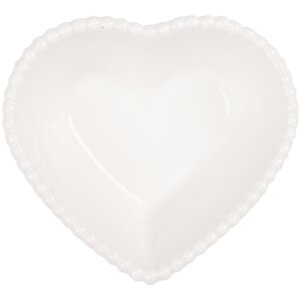 Clayre & Eef 6CEBO0203S Keramik Herzschale 8x8x3 cm 25 ml Weiß