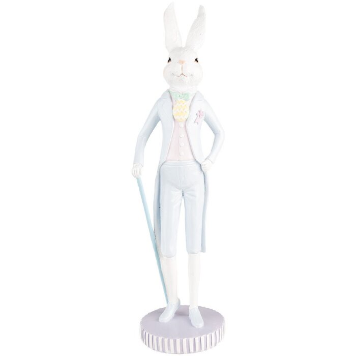 Clayre & Eef 6PR5199 Dekoration Kaninchen Weiß Blau Ø 10x40 cm