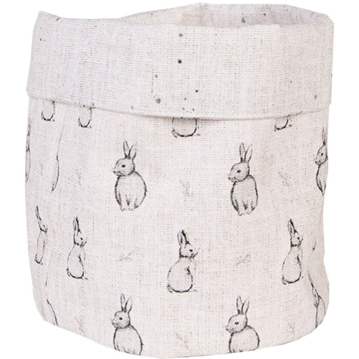 Clayre & Eef BNS50 Корзина для хлеба бежево-серый 15x16 см с мотивом кролика