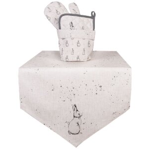 Clayre & Eef BNS65 Настольная скатерть 50x160 см хлопок бежевый серый стиль кантри