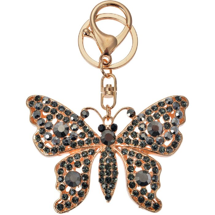 Juleeze JZKC0169 Schlüsselanhänger Schmetterling Gold Schwarz 6x2x8 cm