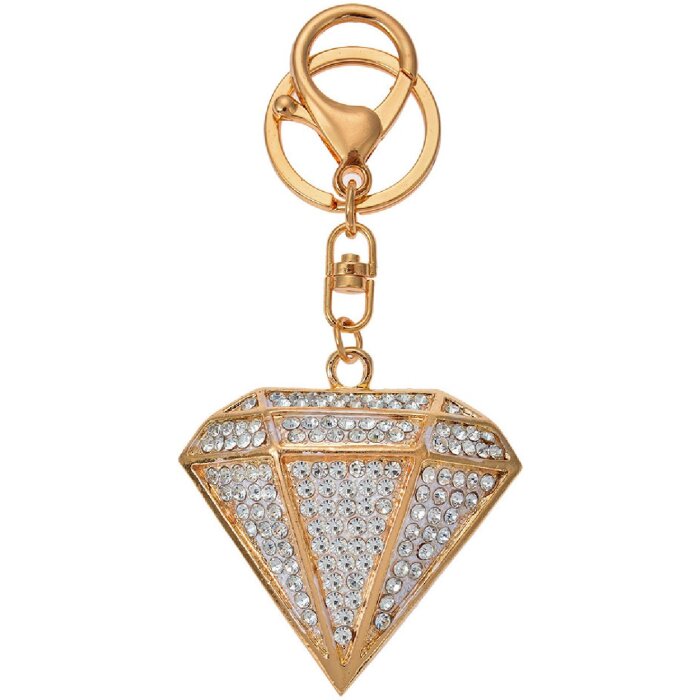 Juleeze JZKC0181 Schlüsselanhänger Gold Weiß Eisen 5x2x6 cm Diamant Kristalle