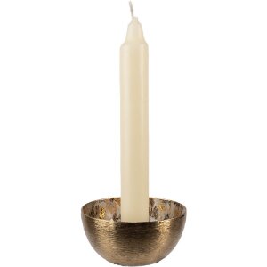 Clayre & Eef 65884 Kerzenständer Gold Weiß Ø 8 cm Höhe 4 cm