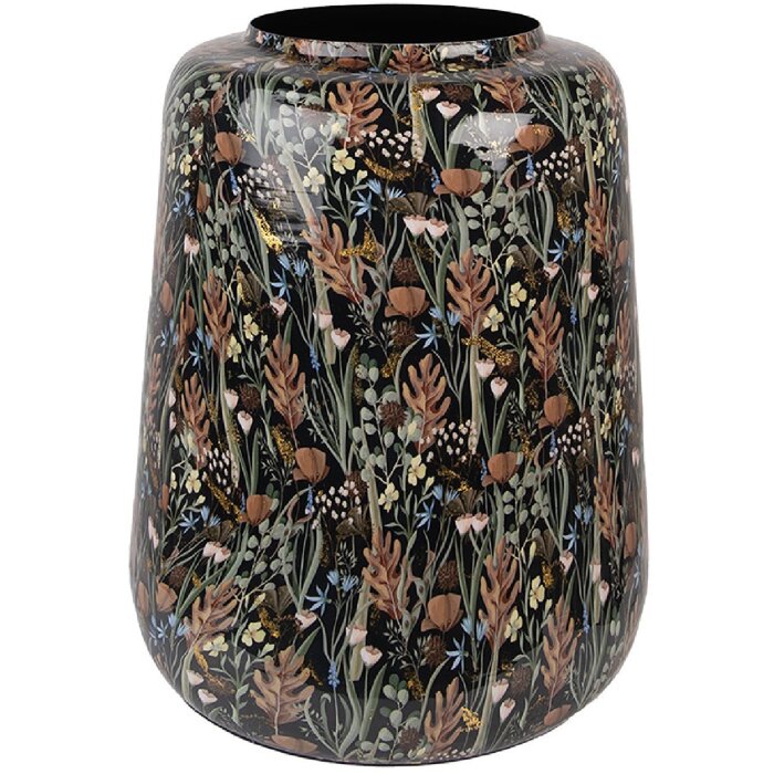 Clayre & Eef 65886 Dekovase Eisen Schwarz Braun Ø 31x40 cm Botanisches Design